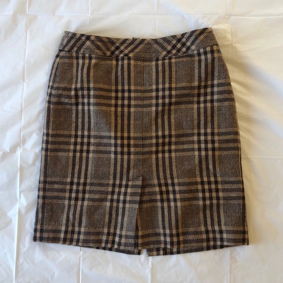 Ann Taylor brown/tan plaid midi pencil skirt 6P - Picture 7 of 8
